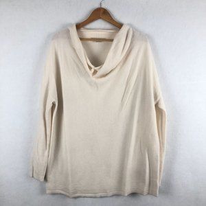LOFT Women's Plus Size 16/18 Cream Cowl Neck Wool Blend Knit Tunic Sweater